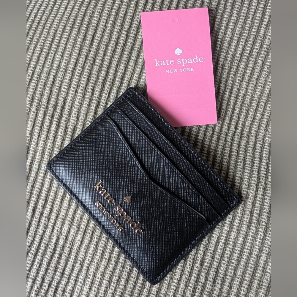 Kate Spade Staci saffiano small card wallet in black